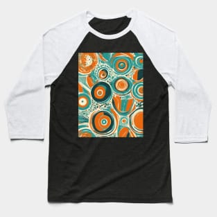 Retro Minimalist Mid Century Modern Teal Orange Scandinavian Art Baseball T-Shirt